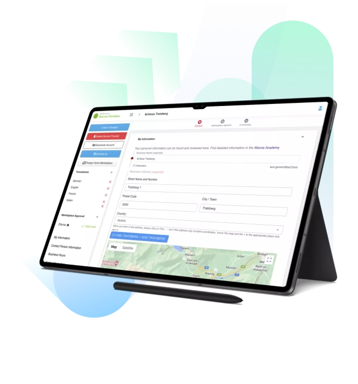MyServices destination manager  image tablet